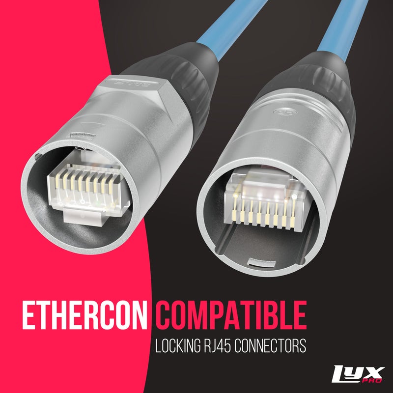 LyxPro 6 Feet Shielded CAT6 Ethercon Cable - Professional Audio & Lighting RJ45 Cable, Studio-Grade Sound Transmission, Extreme Durability - Blue - Image 5